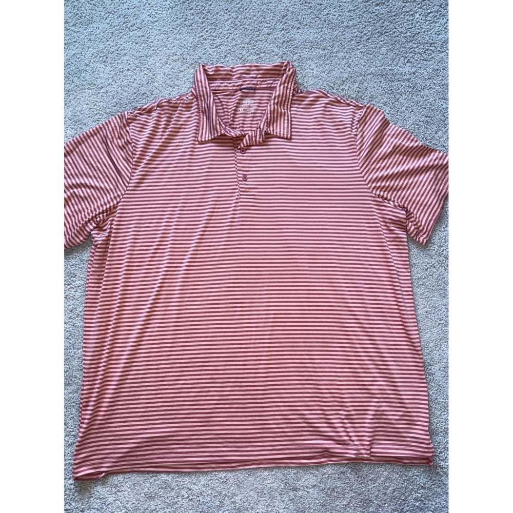 AFTCO American Fishing Tackle Co Mens XXL Striped Performance Polo Shirt Pink